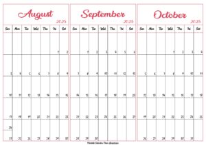 August September October 2025 Calendar