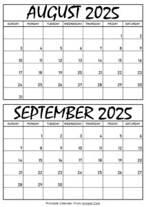 August and September 2025 Calendar