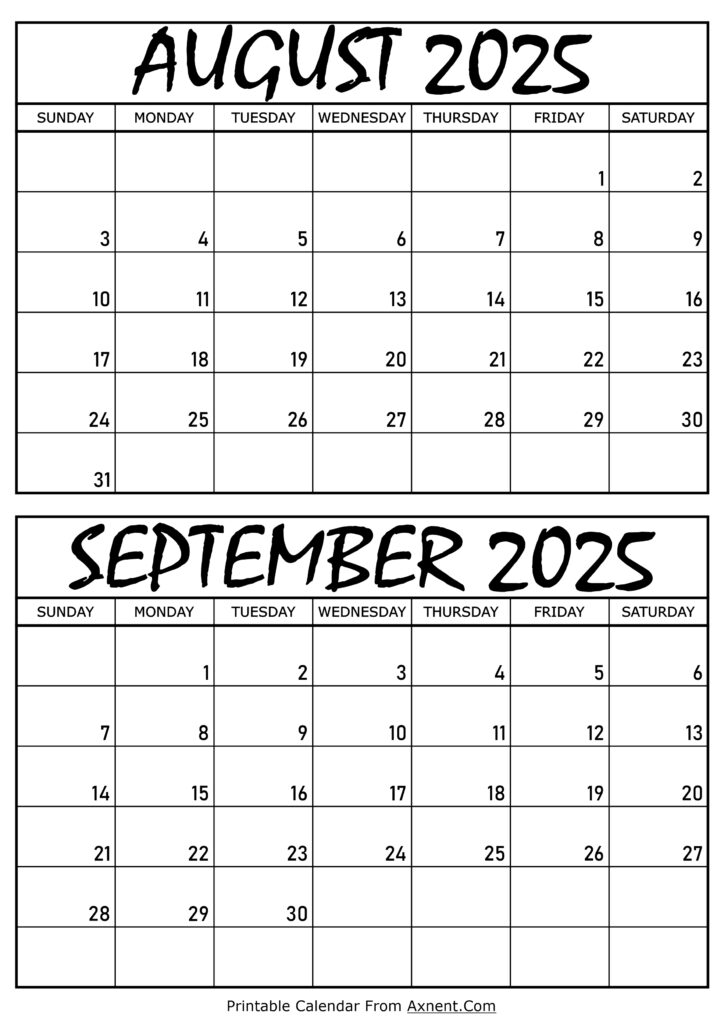 August and September 2025 Calendar