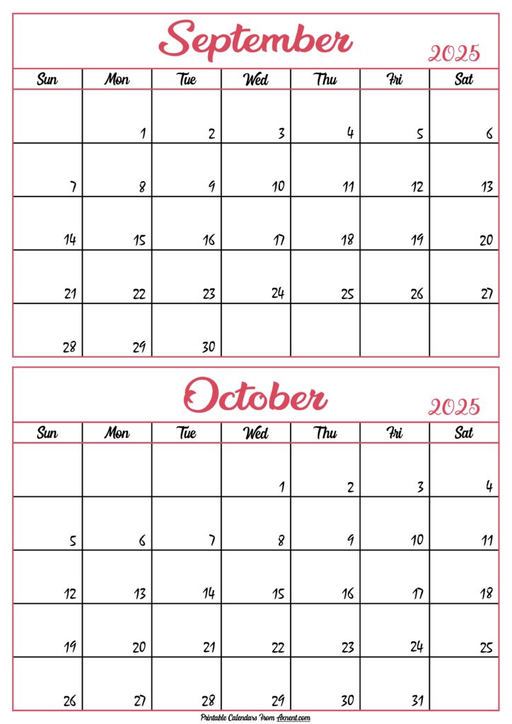 Calendar 2025 September October