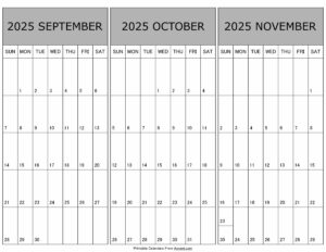 Calendar September October November 2025