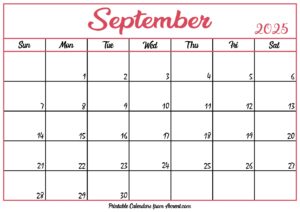 Free September Calendar 2025