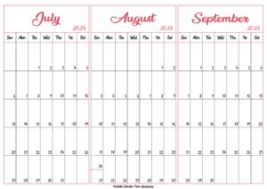 July August September 2025 Calendar