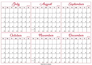 July to December Calendar 2025