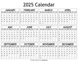 Printable 2025 Calendar