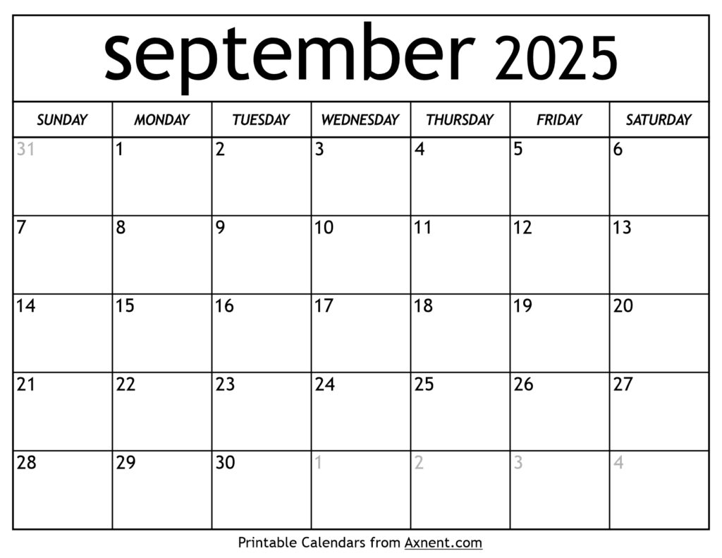 September 2025 Calendar