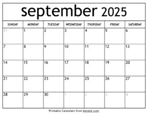 September 2025 Calendar