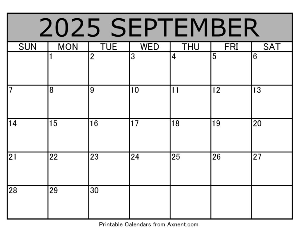 September 2025 Calendar Template