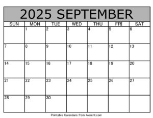 September 2025 Calendar Template