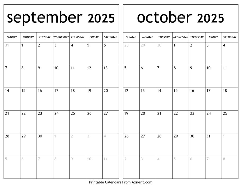 September October 2025 Calendar