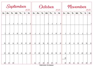 September October November 2025 Calendar