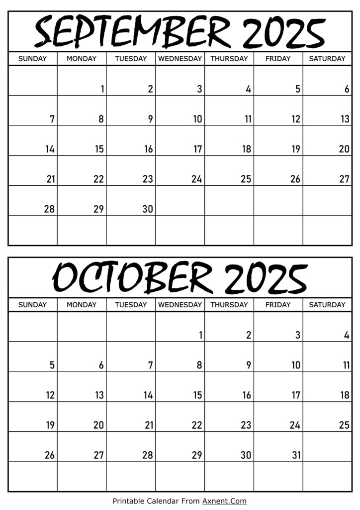 September and October 2025 Calendar