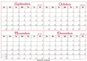 September to December Calendar 2025