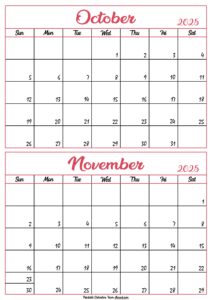 Calendar 2025 October November