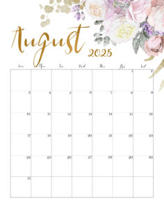 Calendar August 2025 Cute