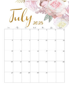 Calendar July 2025 Cute