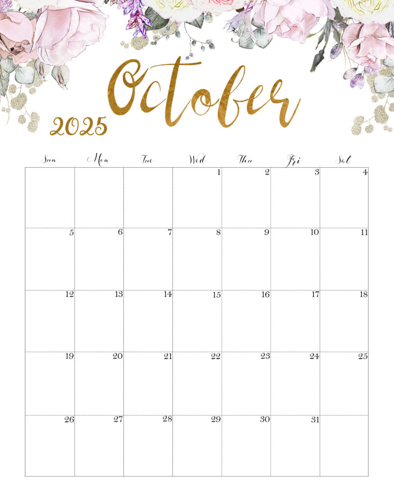 Calendar October 2025 Cute