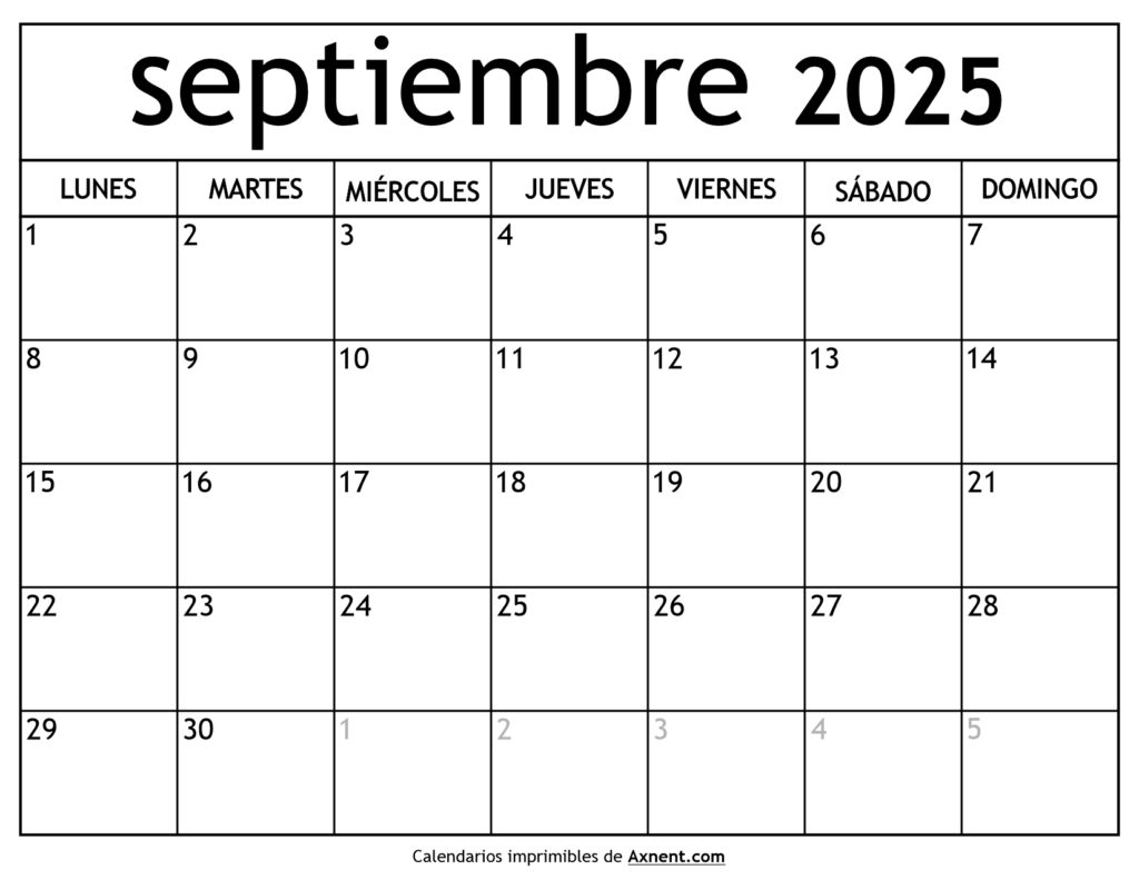 Calendario Septiembre 2025