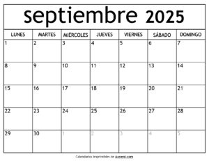 Calendario Septiembre 2025