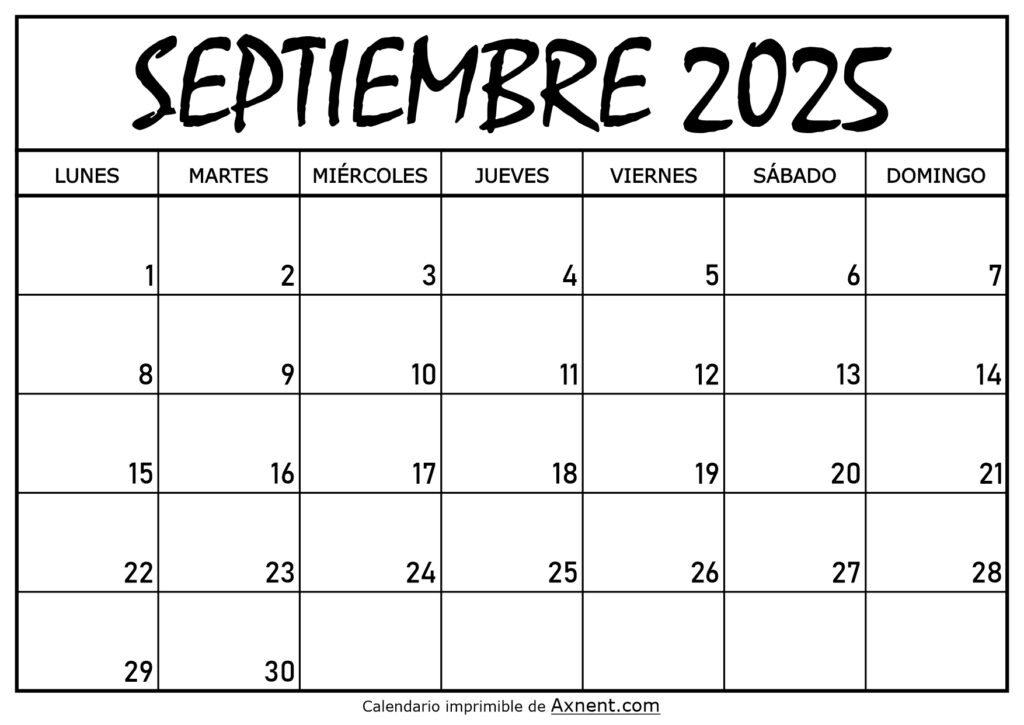 Calendario Septiembre 2025 Para Imprimir