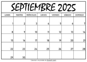 Calendario Septiembre 2025 Para Imprimir