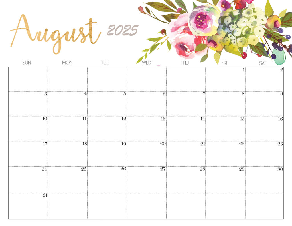 Cute August 2025 Calendar