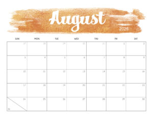 Cute August 2025 Calendar Printable