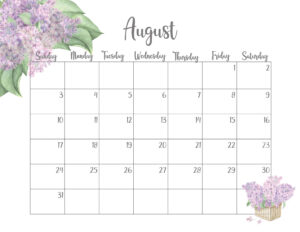 Cute August Calendar 2025