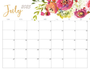 Cute July 2025 Calendar