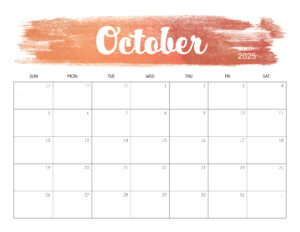 Cute October 2025 Calendar Printable