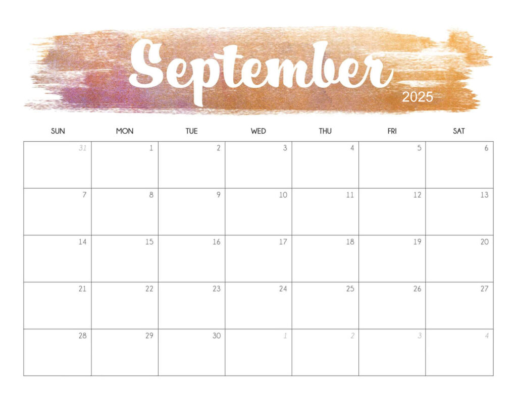 Cute September 2025 Calendar Printable