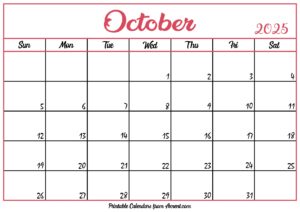 Free October Calendar 2025