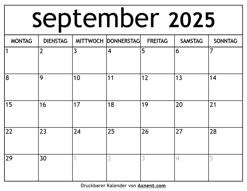 Kalender September 2025