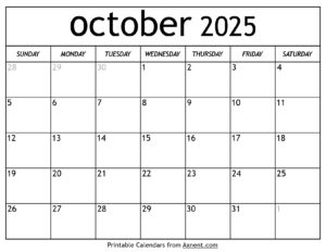 October 2025 Calendar