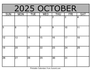 October 2025 Calendar Template