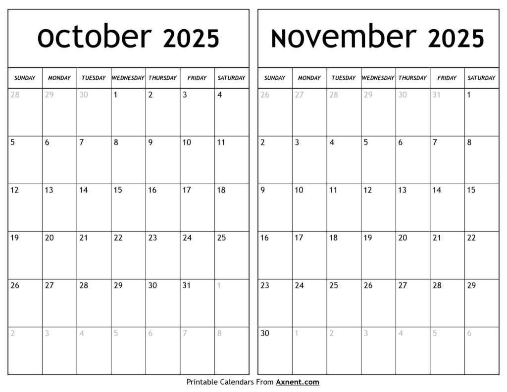 October November 2025 Calendar