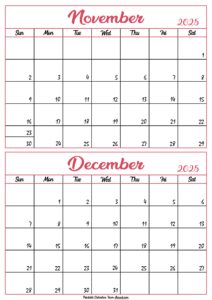 Calendar 2025 November December