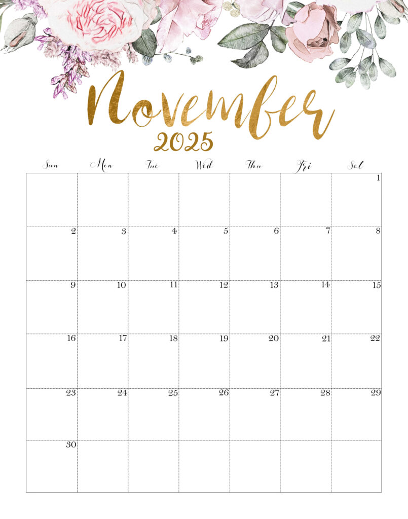 Calendar November 2025 Cute