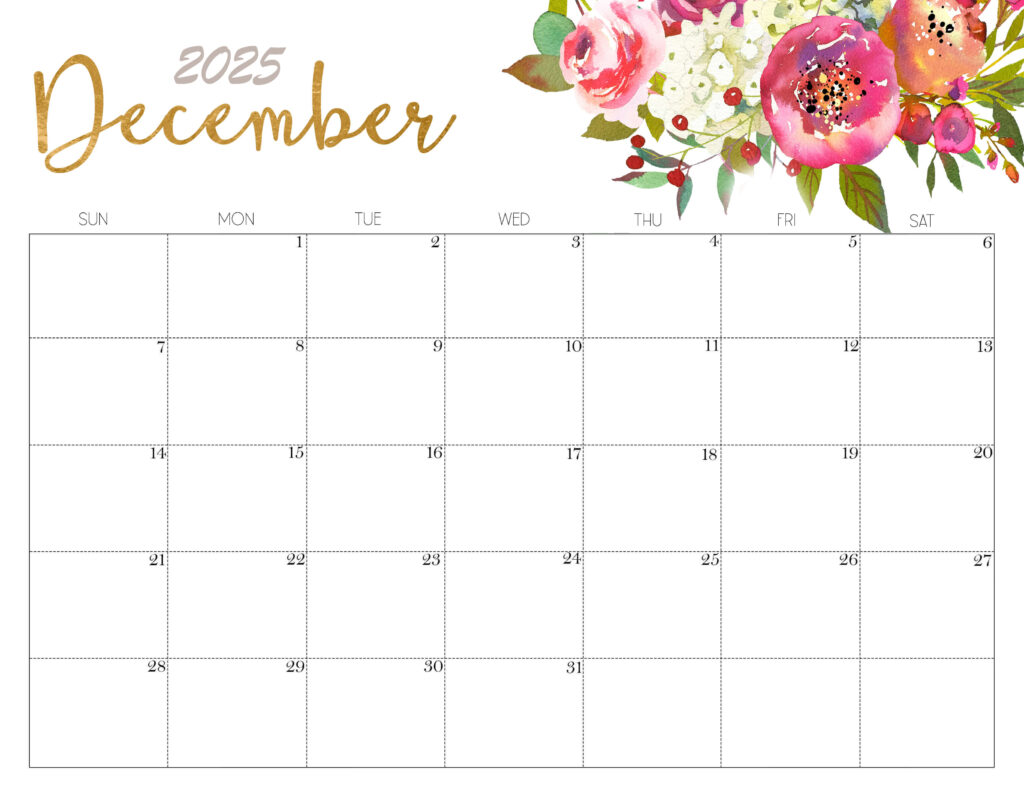 Cute December Calendar 2025