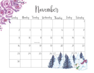 Cute November Calendar 2025