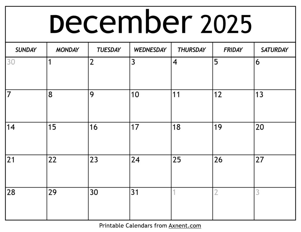 December 2025 Calendar