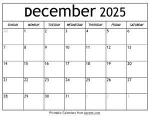 December 2025 Calendar