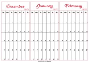 December 2025 January February 2026 Calendar