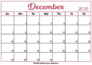 Free December Calendar 2025