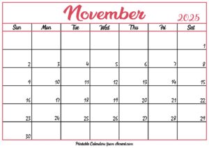 Free November Calendar 2025