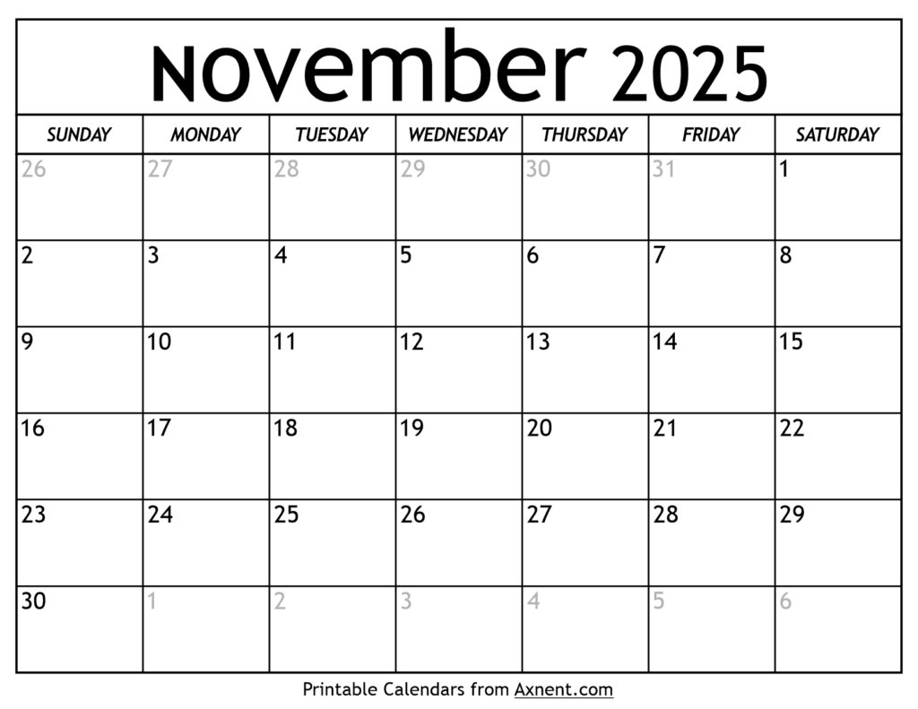 November 2025 Calendar