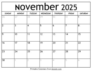 November 2025 Calendar