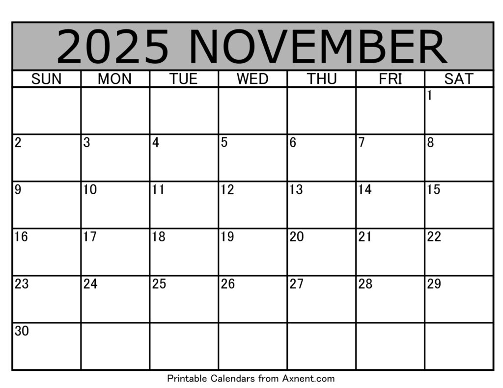 November 2025 Calendar Template