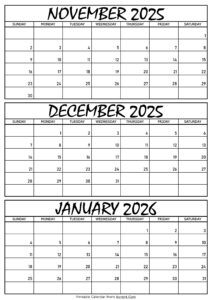 November December 2025 and January 2026 Calendar