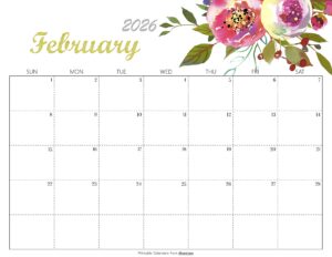 Cute February 2026 Calendar